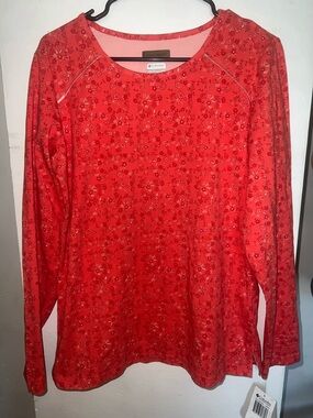 Columbia pink Floral Long-Sleeve Crew Top with Reflective Piping